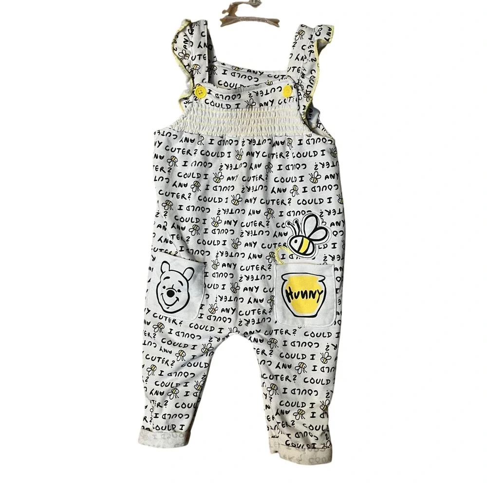 Disney Baby Winnie the Pooh Bee Honey Cute All Over Print Overalls 6 9 Months